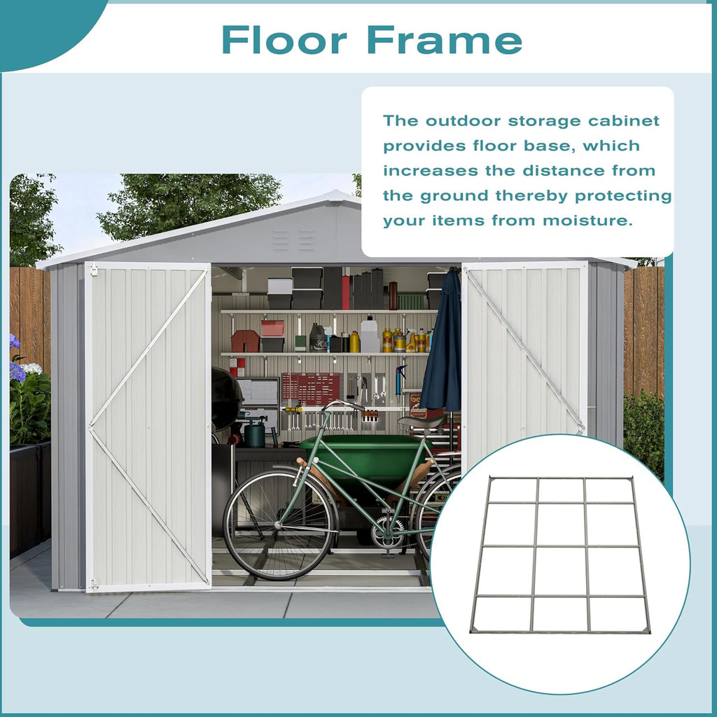 Large Outdoor Storage Shed, 10' X 12' Metal Galvanized Steel Garden Shed with 4 Vents, Utility Tool Shed Storage House for Backyard, Patio, Lawn