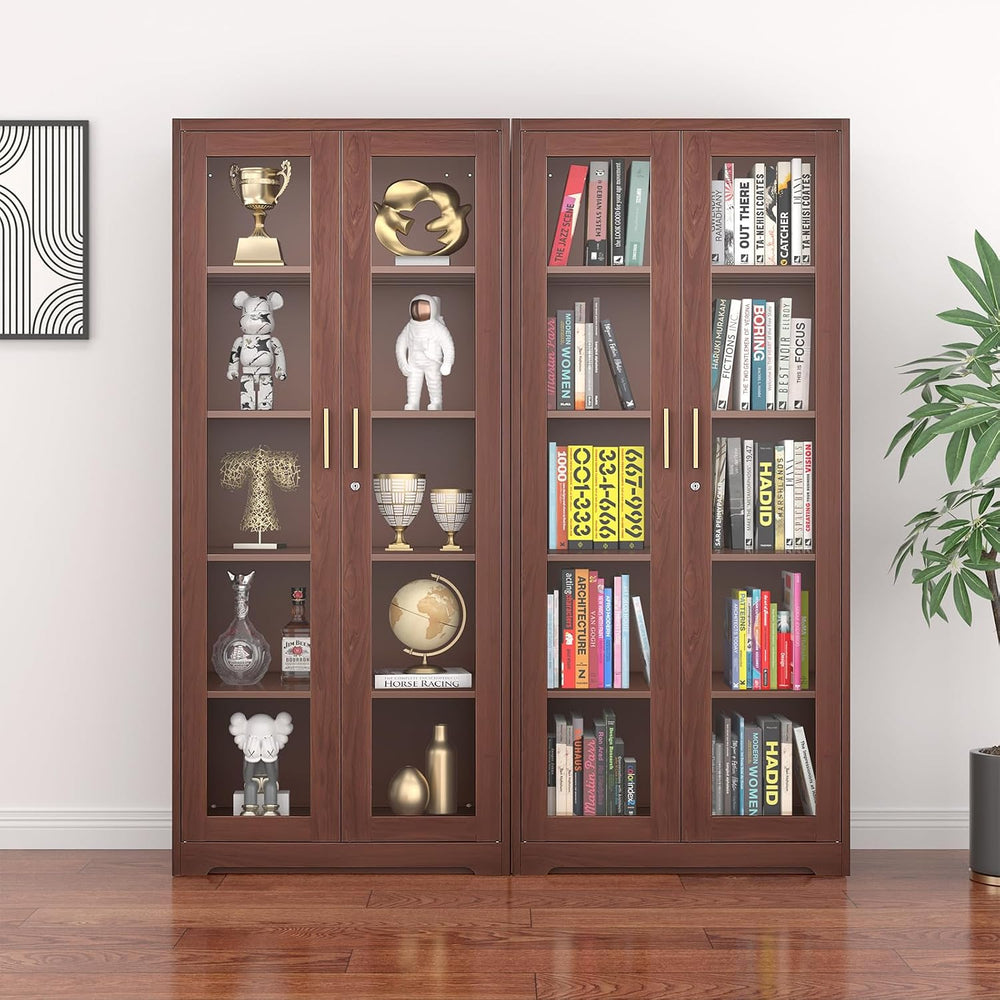 Polup Glass Display Cabinet, Display Case with Glass Doors and Shelves, Metal...
