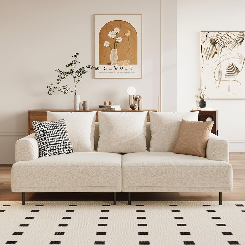 79" Modern Fabric Couch,Cloud Sofa with Low Back for Living Room