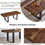Dining Table Extendable 63 in-79 in for 4-8 Expandable Wood Rectangle with Fluted Base for Dinning Room Kitchen Living Room Farmhouse Rustic Walnut