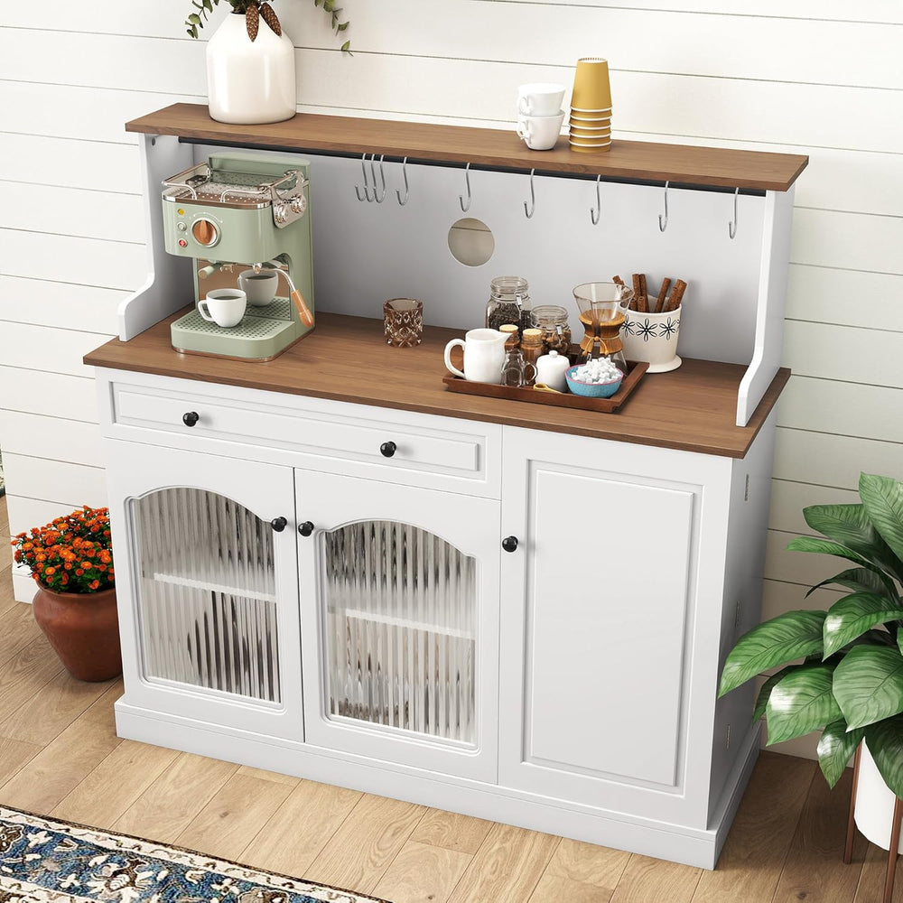 Kitchen Pantry Cabinet with Drawer Storage, 48” Modern Farmhosue Kitchen Hutc...