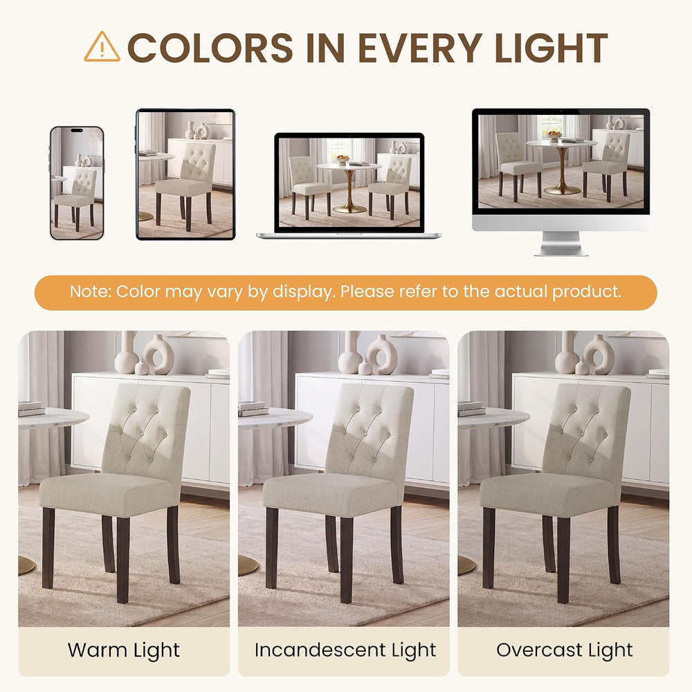 Dining Chairs Set of 2, Parsons Chairs for Small Spaces, Light Beige | Modern...