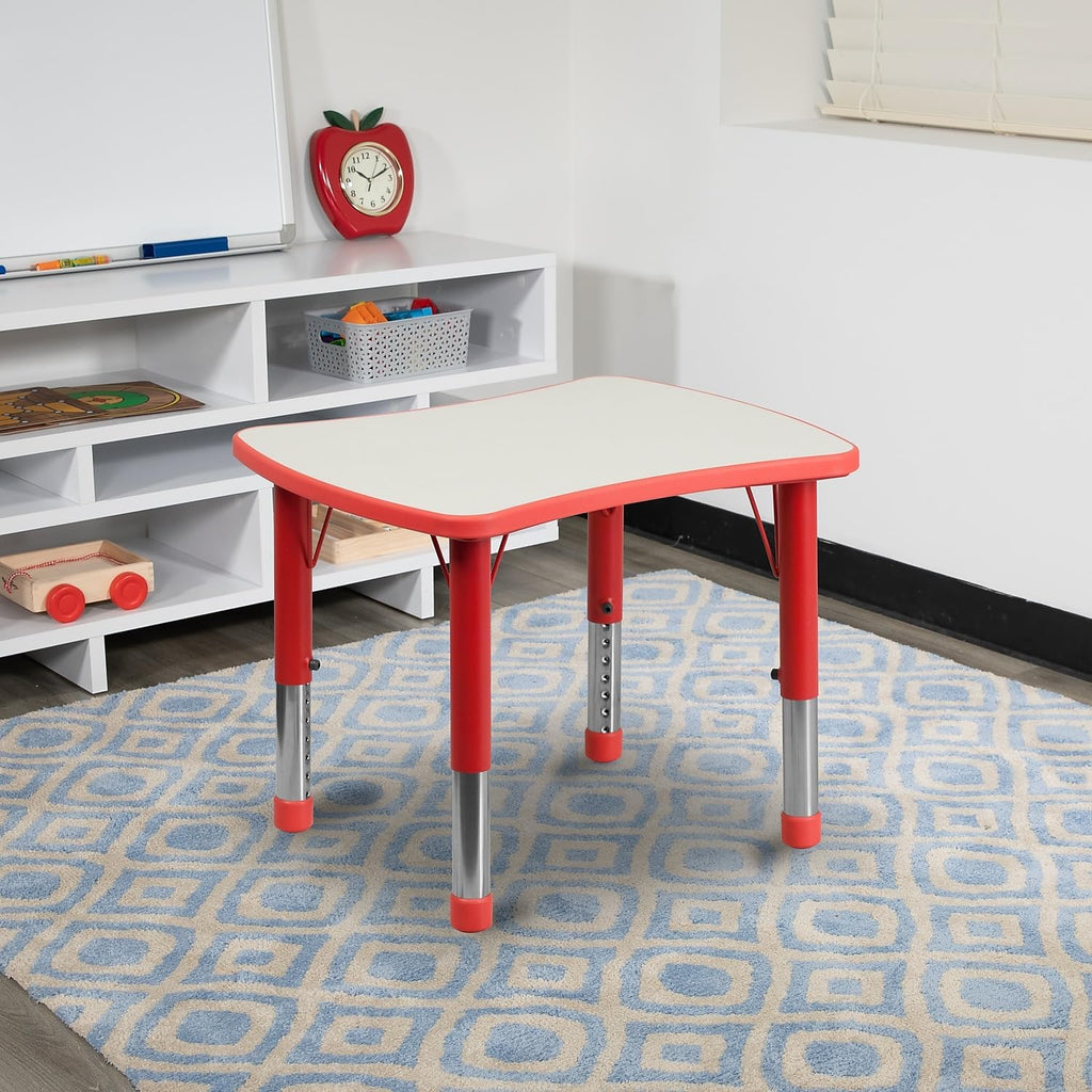 Flash Furniture 26.5x21.75 in Plastic Activity Table, Red/Gray | Table Only, Adjustable, Plastic, Durable Construction, Commercial Use