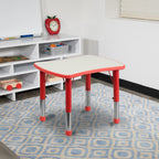 Flash Furniture 26.5x21.75 in Plastic Activity Table, Red/Gray | Table Only, Adjustable, Plastic, Durable Construction, Commercial Use