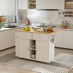 YOURLITE Kitchen Islands with Wheels, 45" Kitchen Island with Drop Leaf, Home Bar Table with Spice Rack & with Trash Cabinet, Rolling Island Table for Dining Room with Power Outlet, White