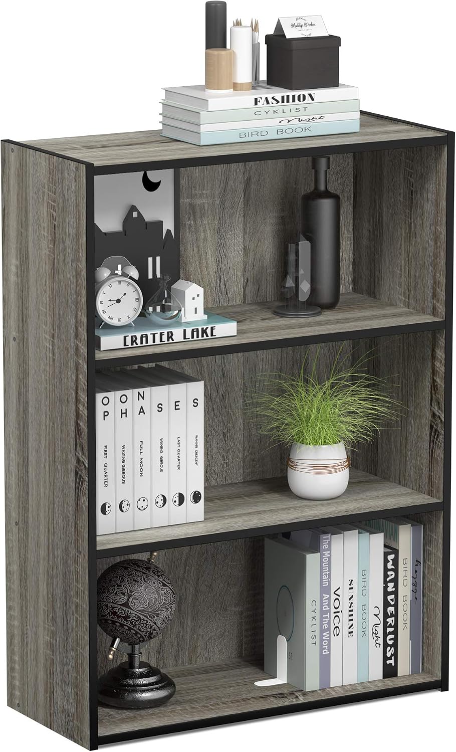 Furinno PASIR Book Shelf, 3-Tier Bookshelf, Storage Shelves Bookcase, 9.7 x 2...