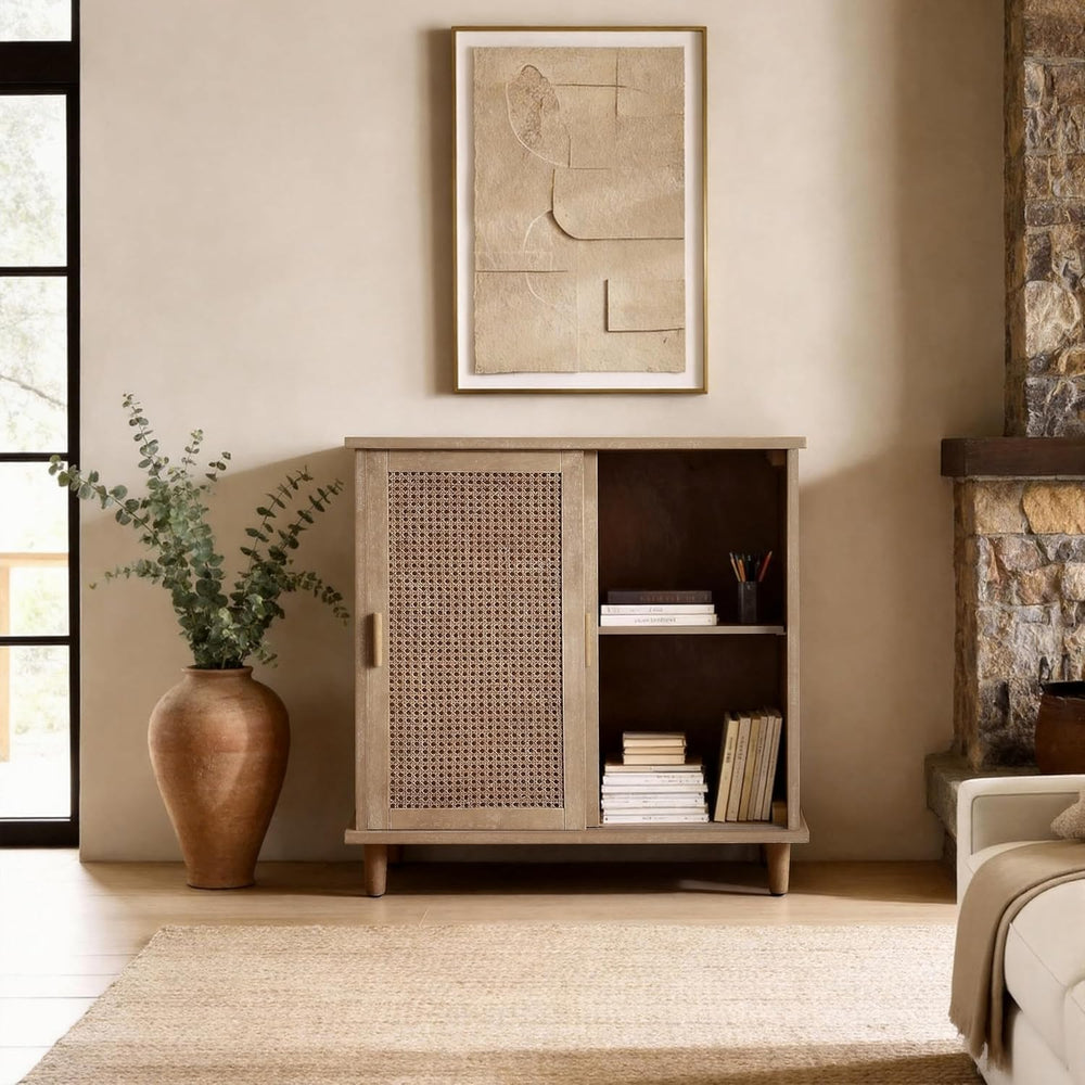 Fat Ant Sideboard Buffet Storage Cabinet, Rattan Credenza Buffet Table, Boho ...