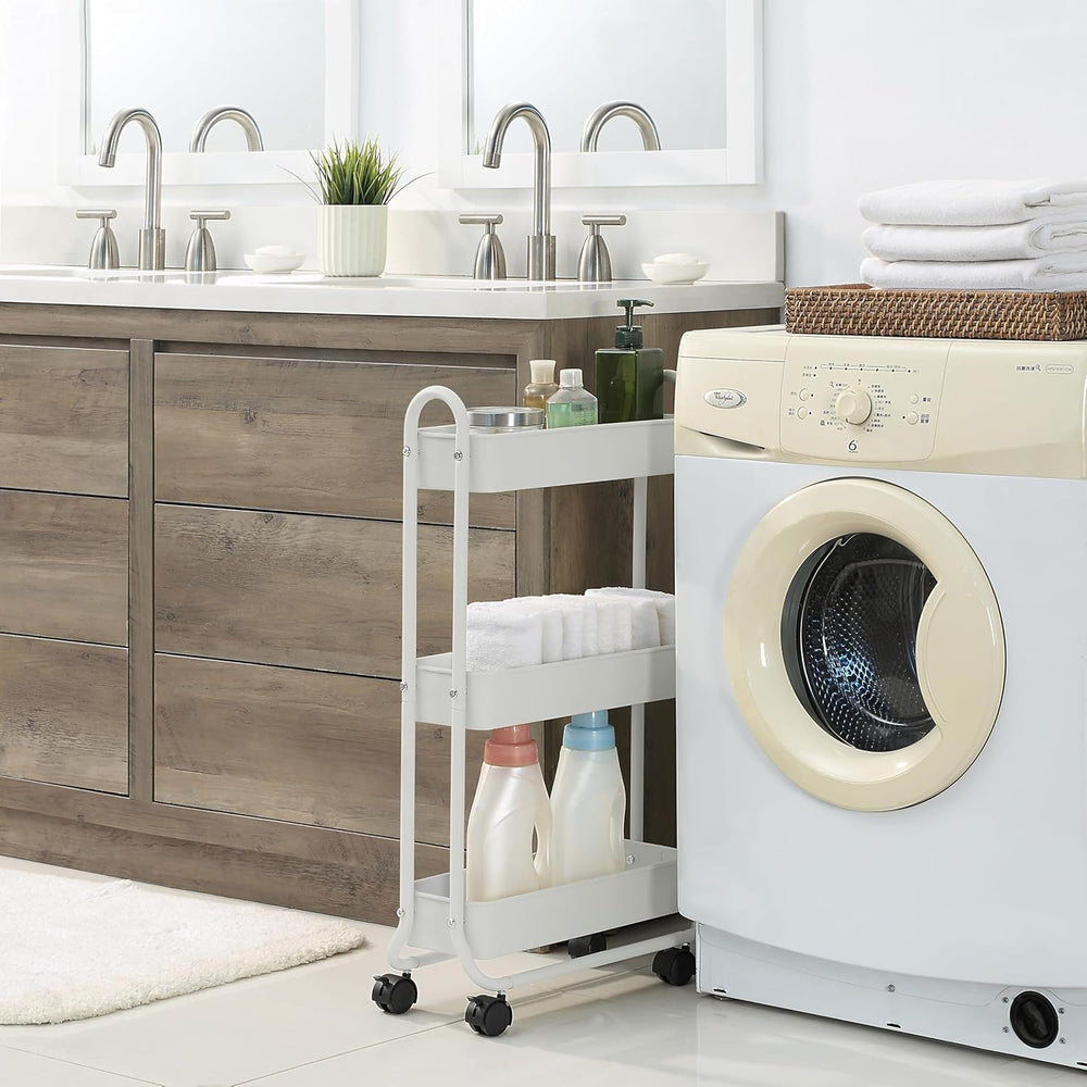 SunnyPoint Slim Rolling Storage Cart, 3 Tier Bathroom Storage Organizer Bathr...