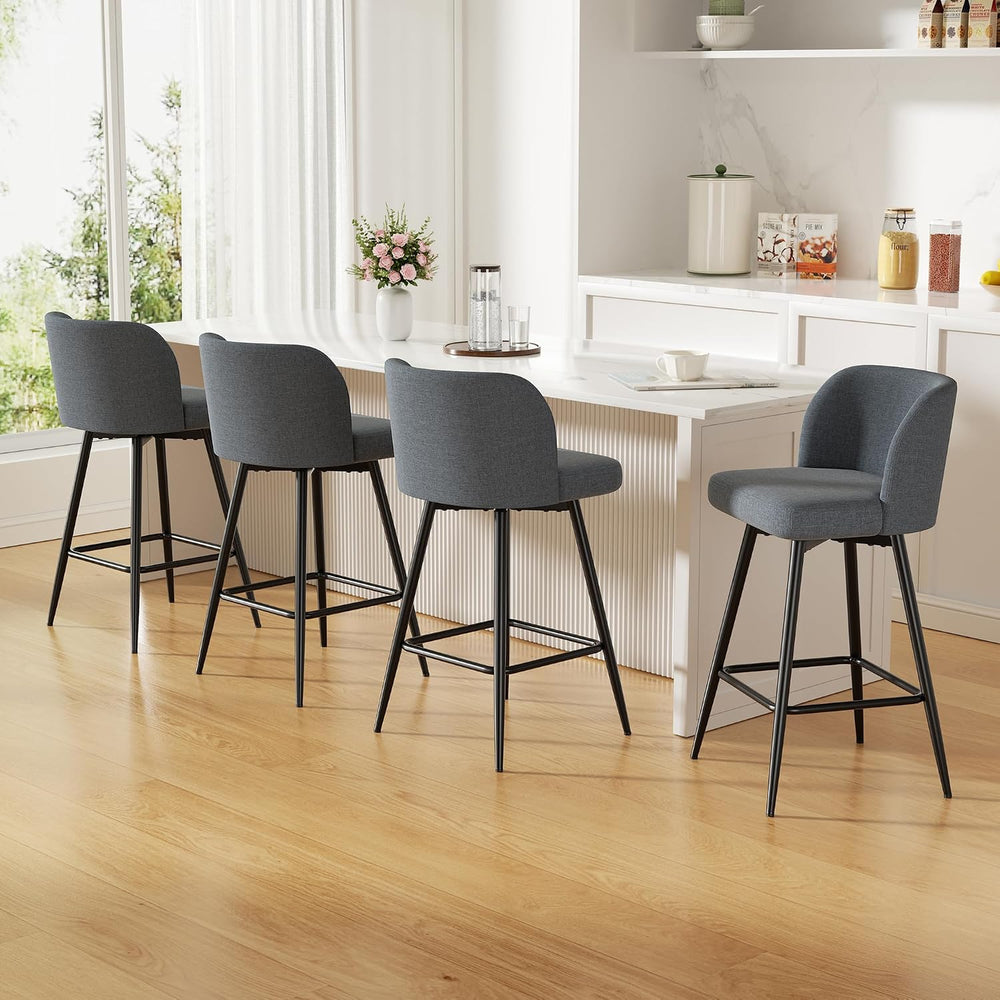 Swivel Bar Stools Set of 2, 26" Counter Height Bar Stools with High Back...