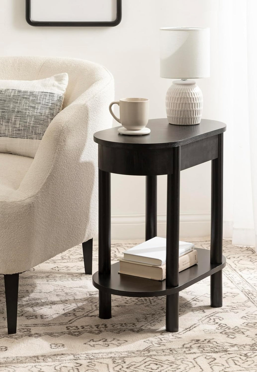 Kate and Laurel Koji Modern Tiered Rectangular Side Table; 22 x 12 x 24; Blac...