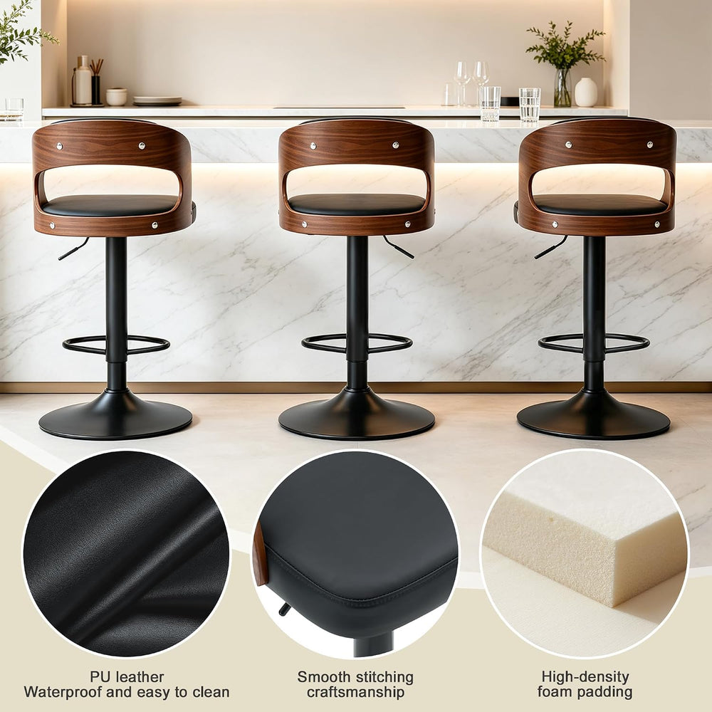 Modern Swivel Bar Stools Set of 4, Adjustable Count Height Barstools