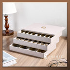 Shanik Stackable Jewelry Tray Organizers, 3 Pc. Set, Cute Designer Storage with Soft Velvet Surfaces to Protect Rings, Necklaces, Bands, and Earrings, Custom Display, Large Capacity, Grey
