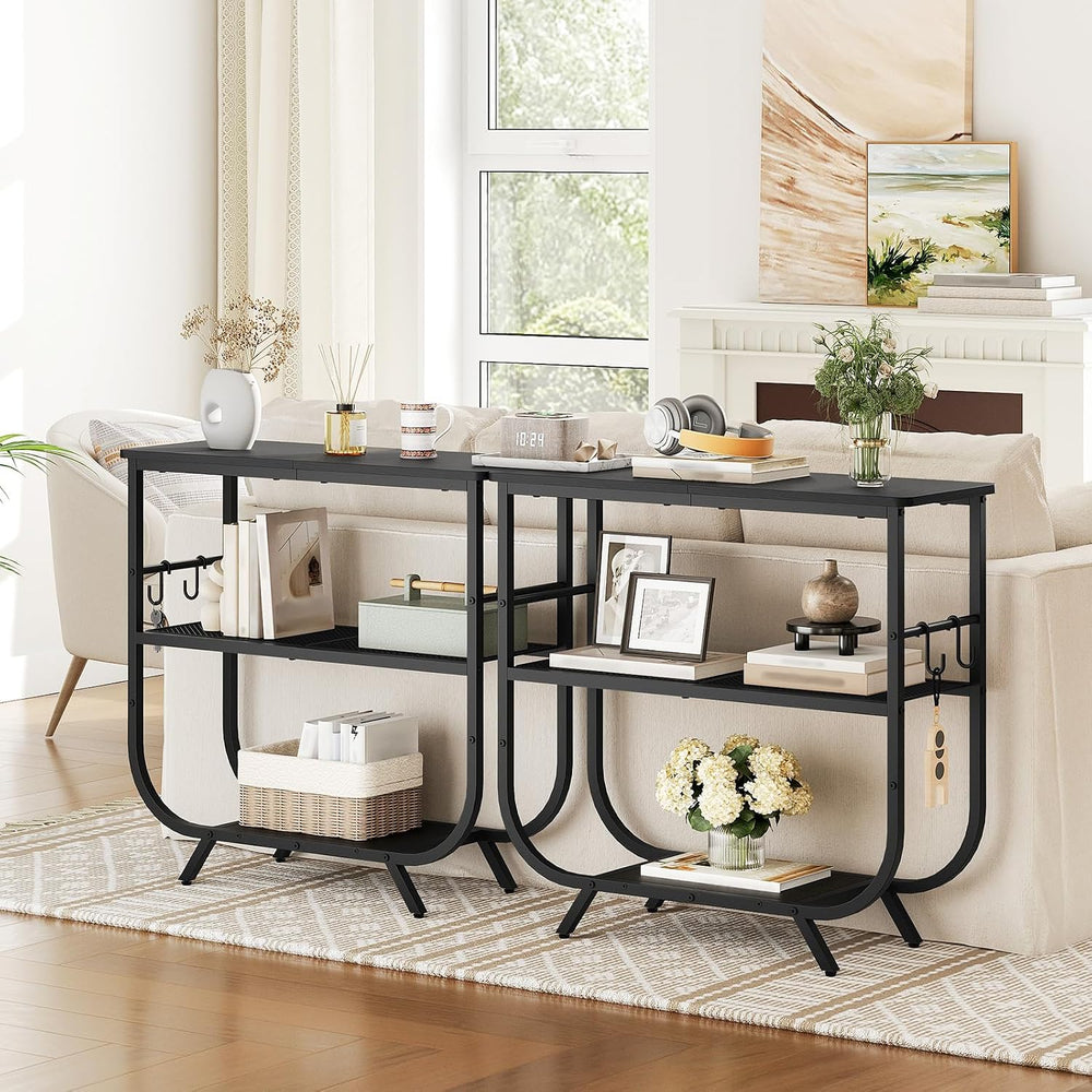 HOOBRO 3 Tier Small Console Table, 31.5" Entryway Table with Storage She...
