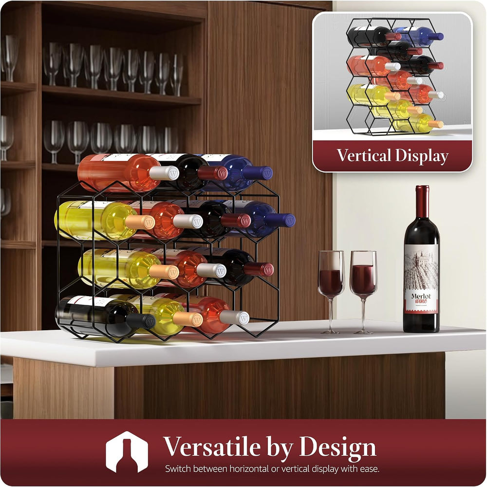 Sorbus Countertop Wine Racks, Stackable Bottle Storage (14 Bottle, Black) | H...