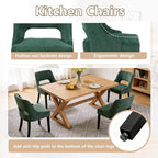 ClinQ Wooden Dining Chairs Set of 4, Modern Fabric Upholstered Kitchen Chairs Dining Chair, Mid Century Modern Chair for Kitchen Dining Room, Farmhouse Kitchen Chairs, Dark Green-Black Legs