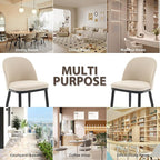 Upholstered Dining Chairs Set of 4,Modern Fabric Kitchen Side Chairs with Thick Cushions and Wood Legs,Comfy Dining Room Chairs with Curved Backrest for Restaurant/Cafe, Beige