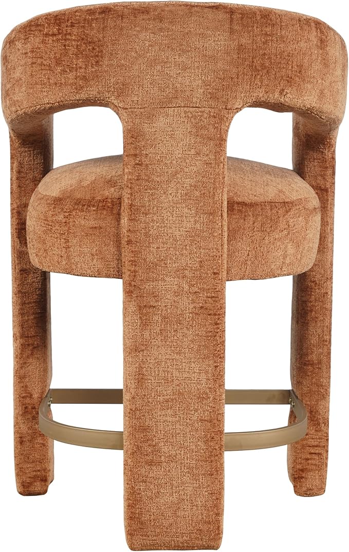 Jofran Upholstered Counter Stool with Arms – Versatile Barstools – Stylish Seating for Kitchen Dining Room or Home Bar, Rust, Single Stool