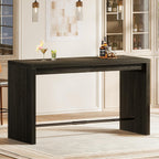 Tribesigns Kitchen Island, 63-Inch Modern Stationary Island Bar Table with Metal Footrest, Rectangular Home Bar Unit for Kitchen, Dining Room, Living Room, Pub, Bistro, Black