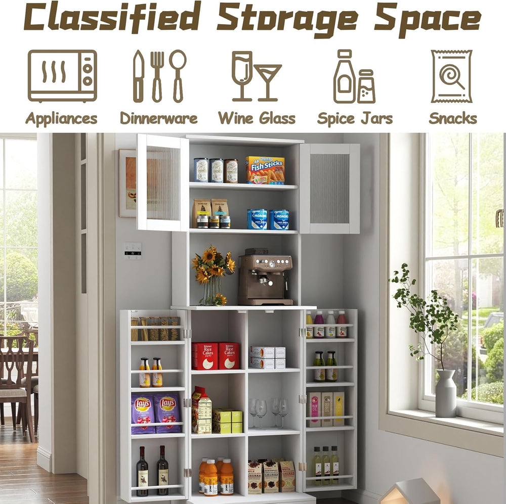 HRVEOCEI Tall Pantry Cabinet with Doors and Adjustable Shelves, 71'' ...
