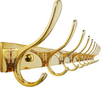 SKOLOO Wall Mounted Coat Rack - 10 Hooks, Heavy Duty, Stainless Steel, Metal Wall Hangers, Sturdy Coat Hooks for Hanging Coats, Jacket, Clothes, Hat, Bright Gold