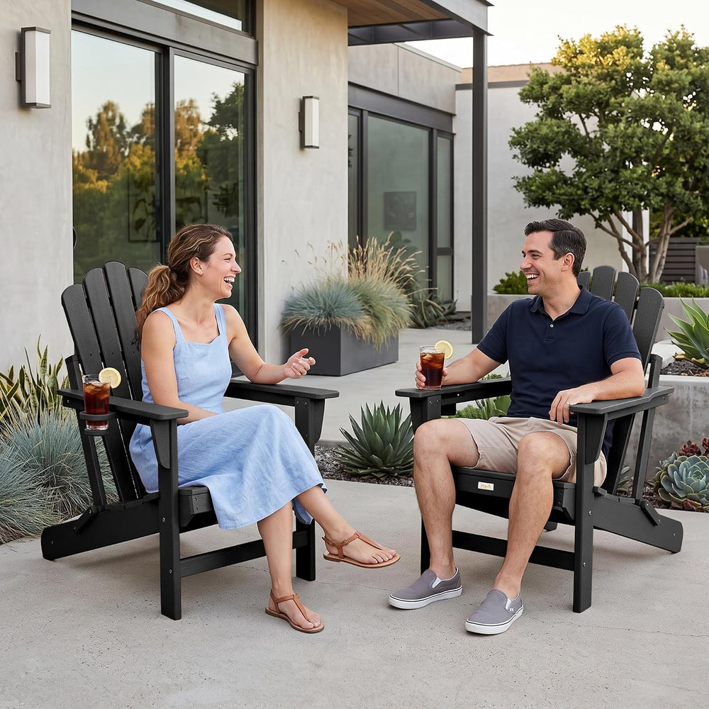 Oversized Folding Adirondack Chair 2PC, HDPE Fire Pit Chair W/400 LBS