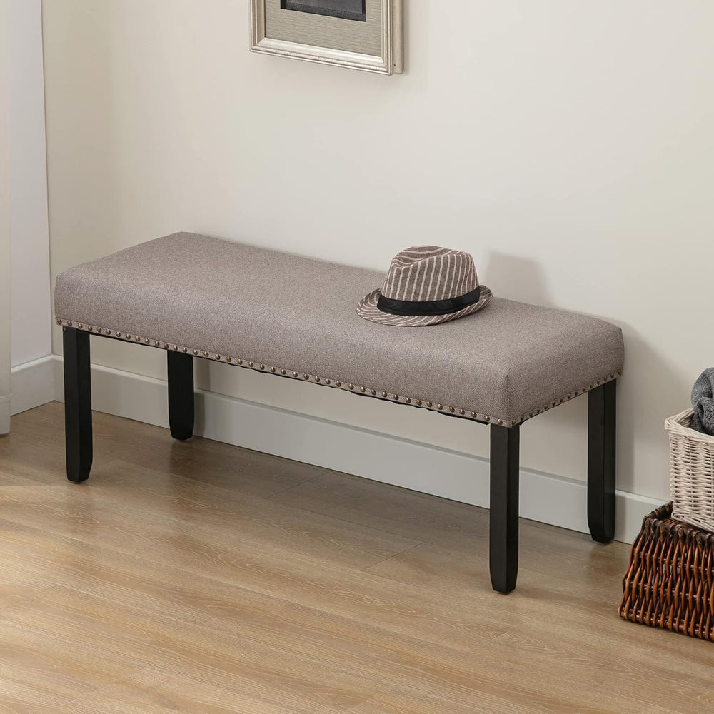 Duhome Elegant Lifestyle Nailhead Trim Bench, Khaki, Wood