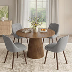 Upholstered Dining Chairs Set of 4, Modern Fabric Kitchen Chairs with Back, Wood Legs for Kitchen Dining Room Restaurant, Grey