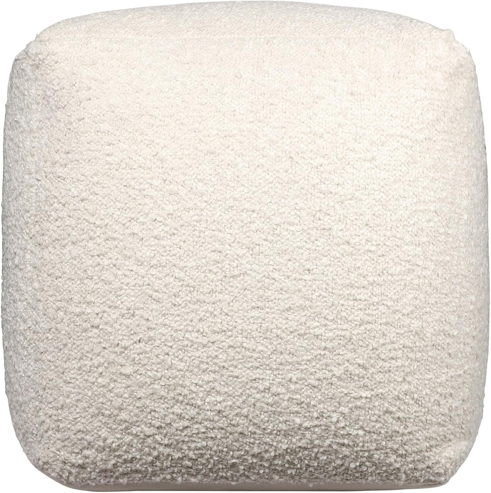 HomeRoots 18" Ivory Polyester Cube Outdoor Pouf Ottoman