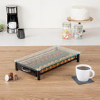 Restaurantware Restpresso 15.9 x 9.3 x 2.8 Inch Coffee Capsule Drawer 1 Heavy-Duty Pod Drawer - Holds 40 Nespresso Capsules Glass Top Iron Espresso Pod Organizer Mesh Tray Pods Not Included