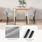 Sweetcrispy Dining Chairs Set of 2, Boucle Upholstered Modern Mid Century Round Kitchen Chairs with Curved Backrest & Metal Legs for Vanity, Living Room - Classic Grey