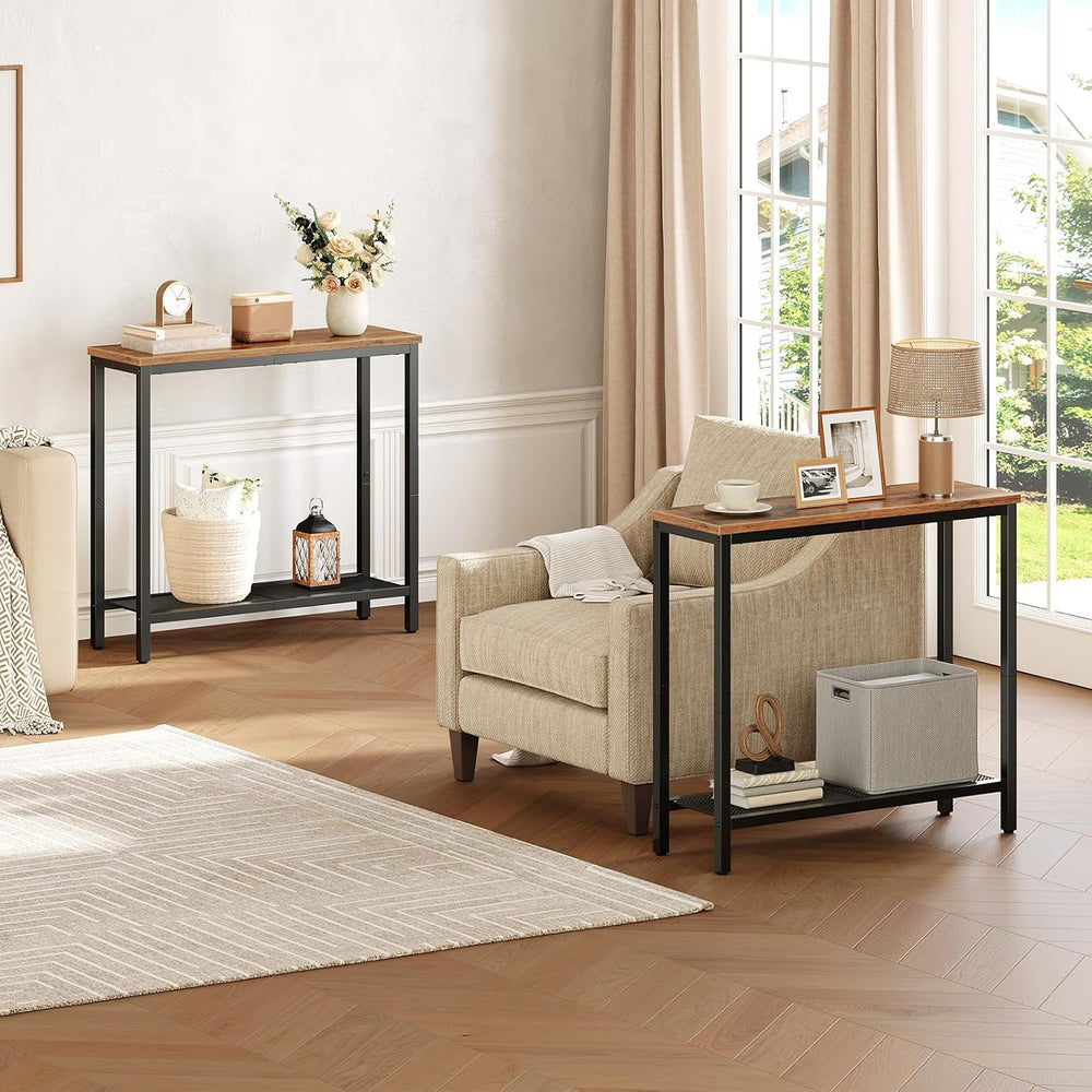 HOOBRO 29.5" Narrow Console Table, Set of 2, Small Entryway Table with S...