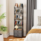 CD Storage Rack with Drawers, 5-Tier Media Organizer DVD Storage Shelf, Large Capacity for CD/DVD, Books & Games, Ideal for Living Room & Home Office, 15.7×11.8×58.7Inches