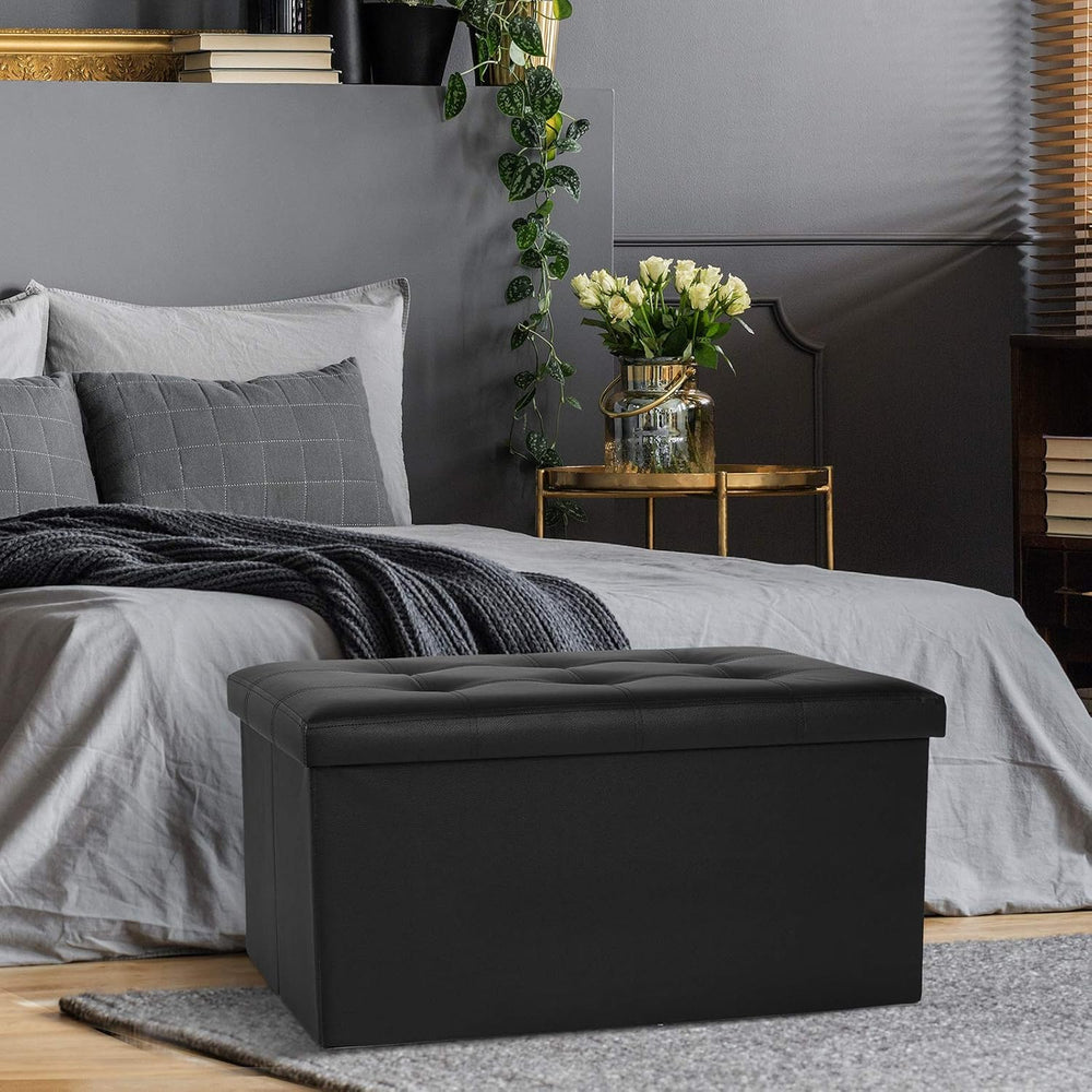 COSYLAND Ottoman Bench with Storage - 30x15x15in Folding Leather Ottoman, Rec...