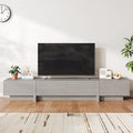 98" TV Stand for Living Room, Modern Entertainment Center with Drawers & Storage Compartments, Large TV Console Fits 55”-95” TVs, Square Top with Grooved Drawer Fronts & Stable Base,Grey
