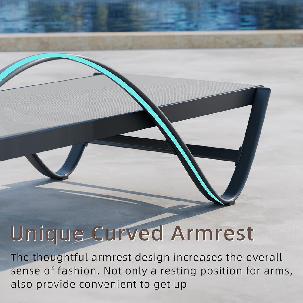 Shintenchi Patio Chaise Lounge Set of 2, Pool Chaise Lounge with Arm,Outdoor ...