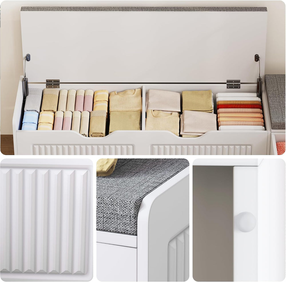L Shaped Corner Shoe Storage Bench with Cushion, Kitchen Breakfast Nook Bench...