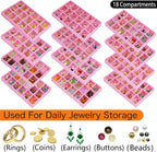 12 Pack Earring Organizer Stackable Jewelry Drawer Tray Removable Jewelry Display Tray Organizer for Necklace Earring Drawer Insert 216 Grids