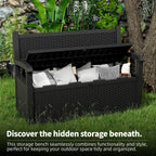 DRATO 75 Gallon Storage Bench Deck Box Outdoor Indoor,Lockable Durable All-Weather Seating with Hidden Storage,Deck Storage for Garden, Pool, Patio,Black