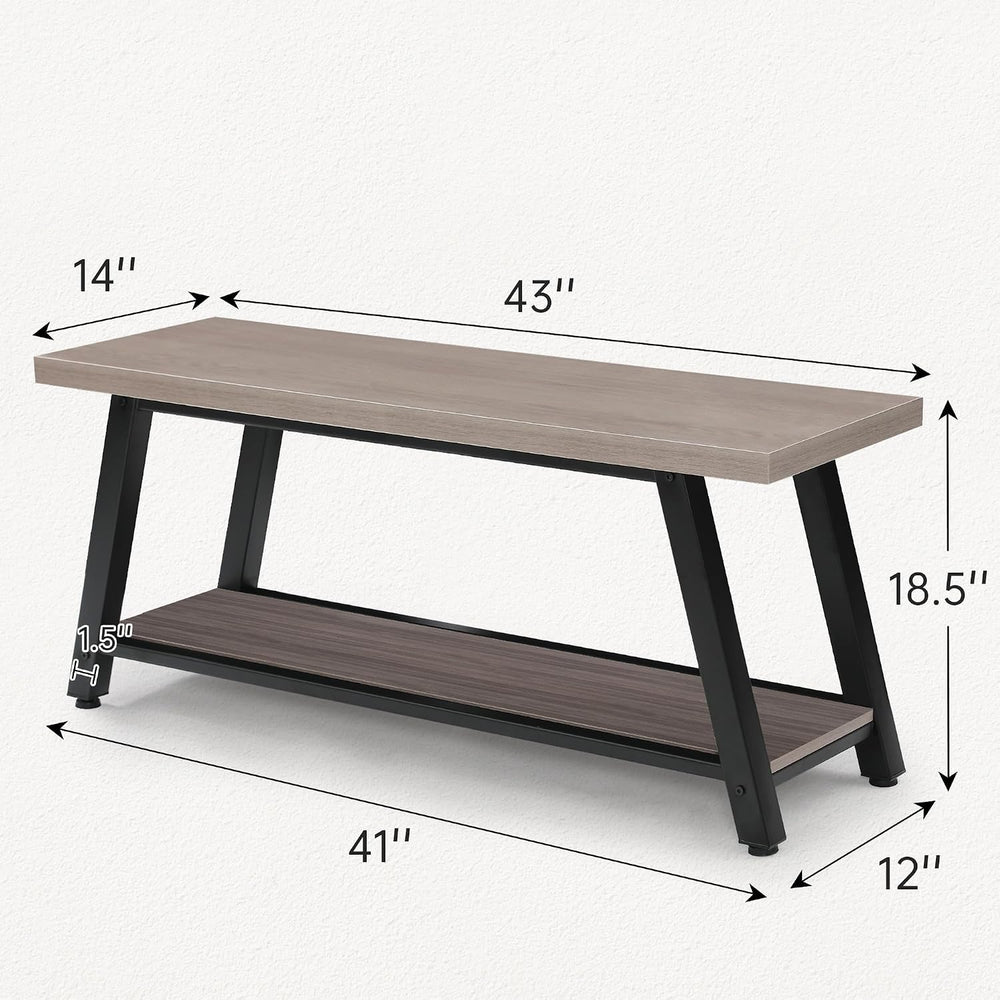 43" Wood Long Modern Farmhouse Entryway Bench, Wood Bedroom End of BedBe...