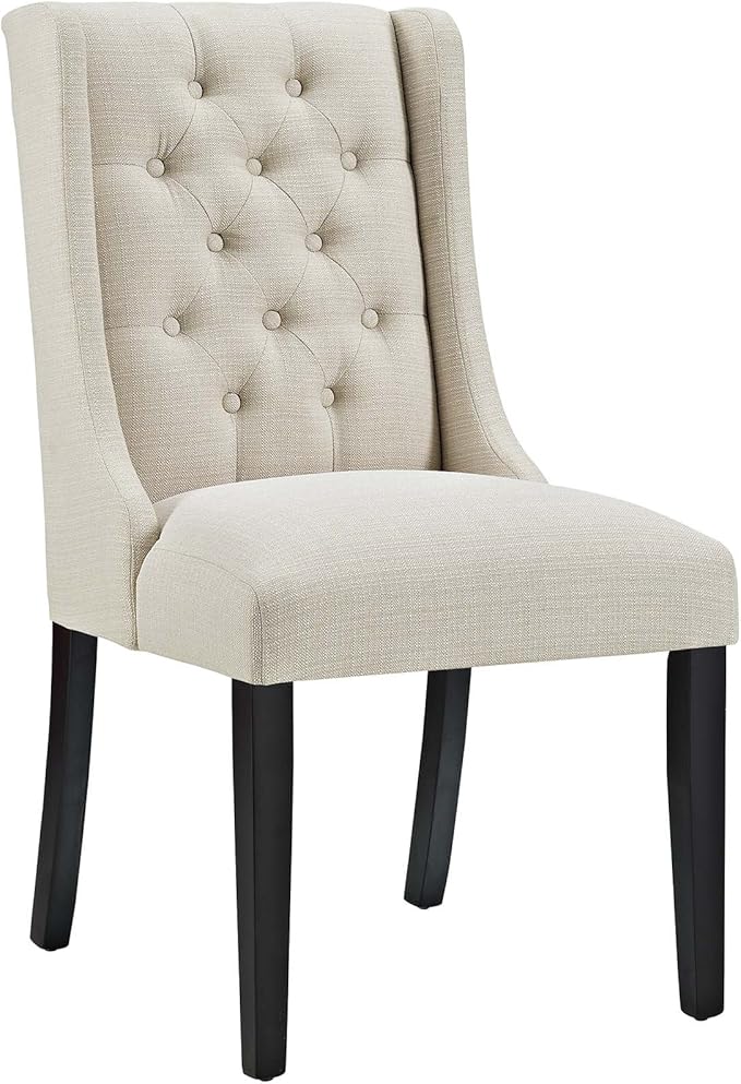 Modway Baronet Modern Tufted Upholstered Fabric Parsons Kitchen and Dining Room Chair in Beige