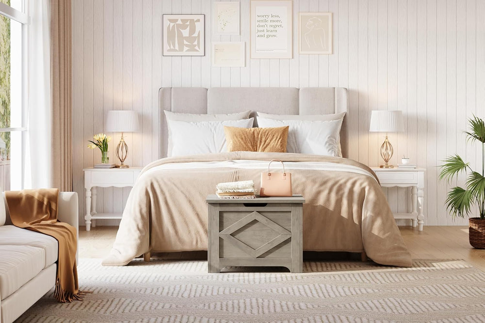 GAOMON Storage Chest, Storage Bench with Safety Hinge, Farmhouse Style Wooden...