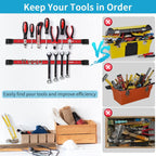 4 Pieces 12" Magnetic Tool Holder Strip, Red Magnet Bar, Metal Tool Organizer Rack for Garage Organization, Easy To Install in Workshop, Mounting Screws Included
