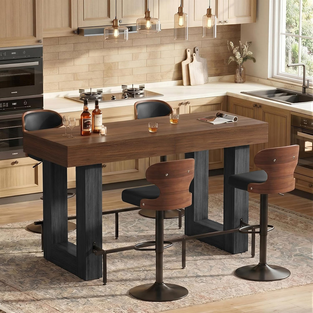 Miereirl 5-Piece Bar Table Set, 63" Counter Height Dining Table with 4 S...