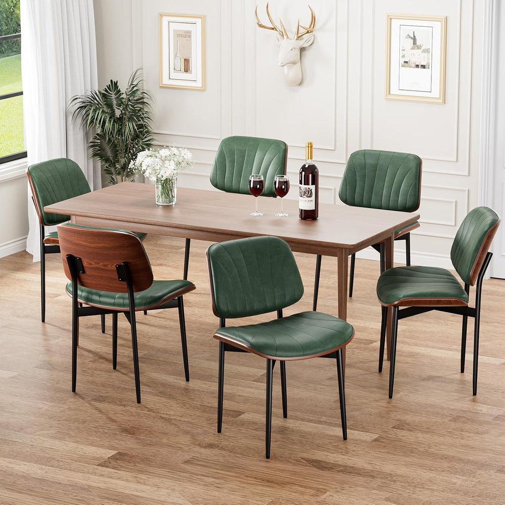 REONEY Dining Chairs Set of 4, Mid-Century Modern Kitchen Chairs, Green