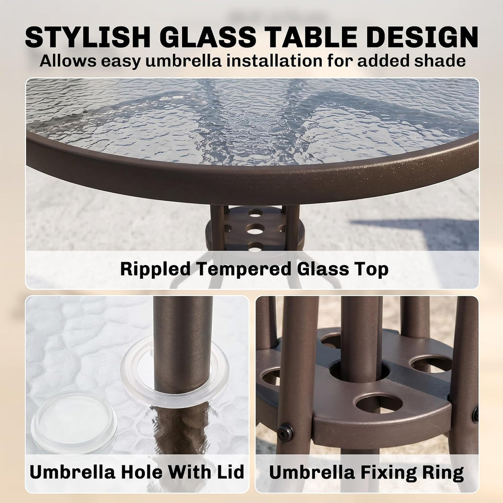 Outsunny 6 Piece Outdoor Patio Dining Set for 4 with Umbrella Black/Coffee