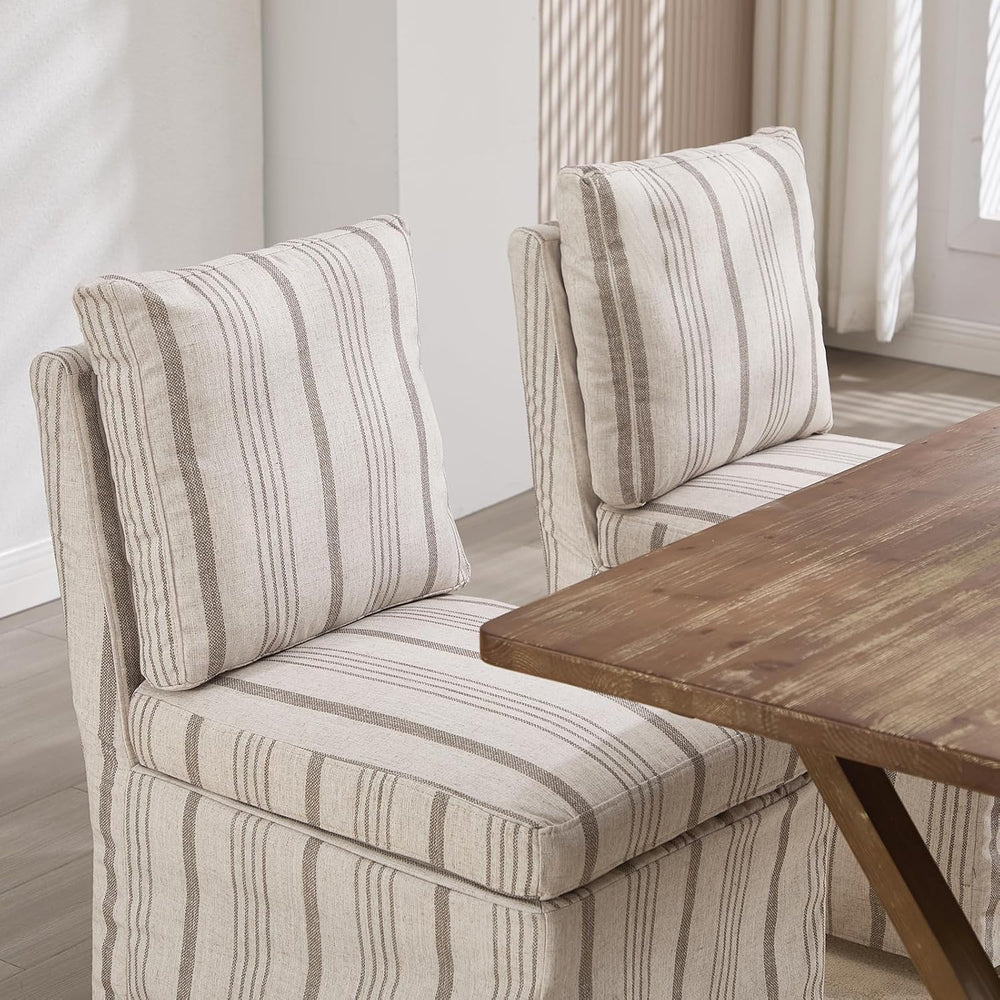 Upholstered Dining Chairs Set of 6 Slipcovered Armless Dining Chair with Soli...