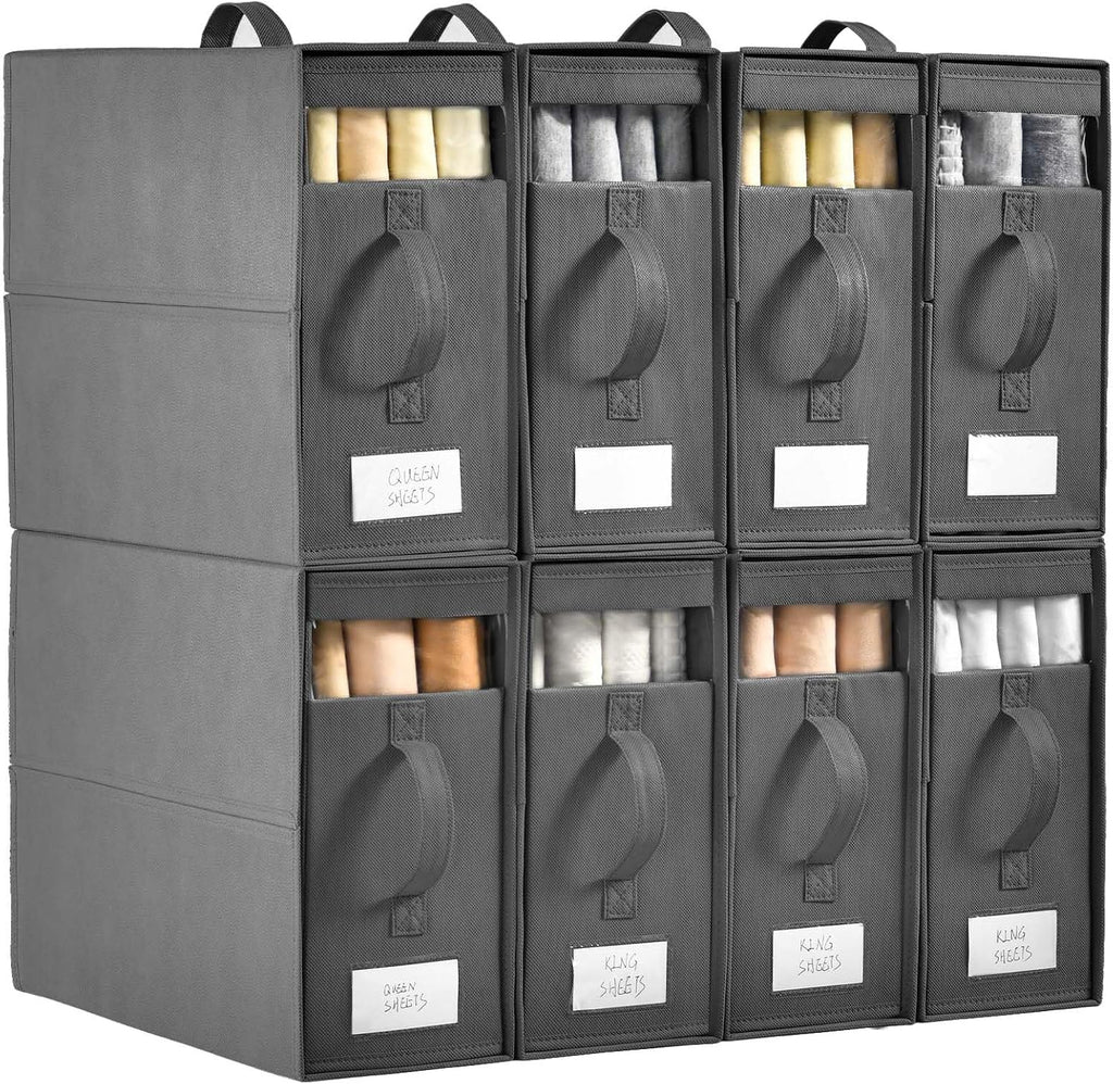 Bed Sheet Organizers and Storage,8 Pack Linen Closet Organizers and Storage, Foldable Bedding Storage for Bedsheets,