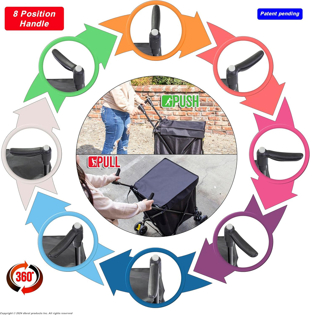 dbest Products Cruiser Cart Urban 360 Folding Shopping Grocery Collapsible Laundry Basket on Wheels Foldable Utility Trolley Carrito de Compras