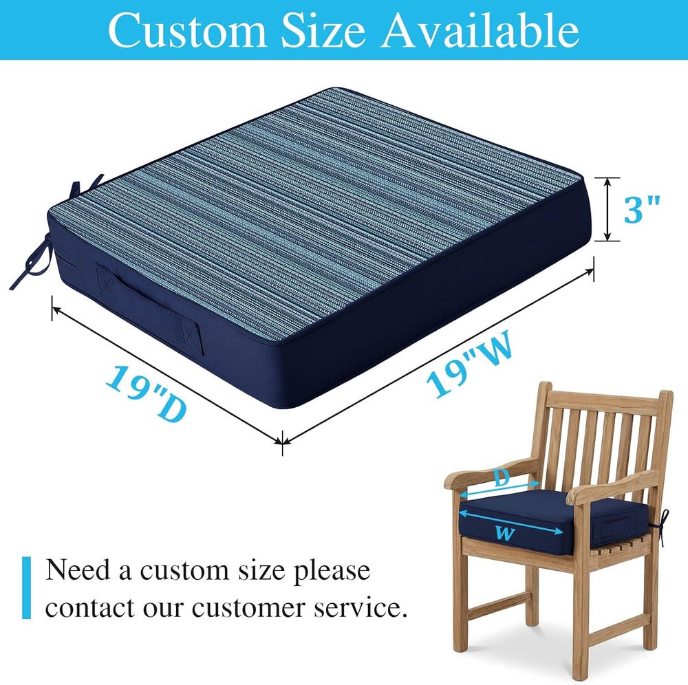 Amagenix 19x19x3 Inch Outdoor Chair Cushions Set of 2 Navy Blue