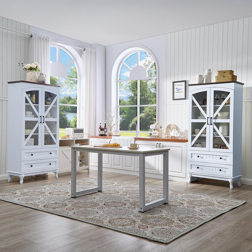 72" Tall Pantry Cabinet, Wood Arched Kitchen Pantry Storage Cabinets wit...